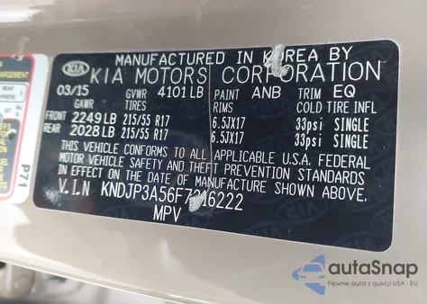 2015 Kia Soul + z USA, uszkodzony, nr VIN KNDJP3A56F7216222